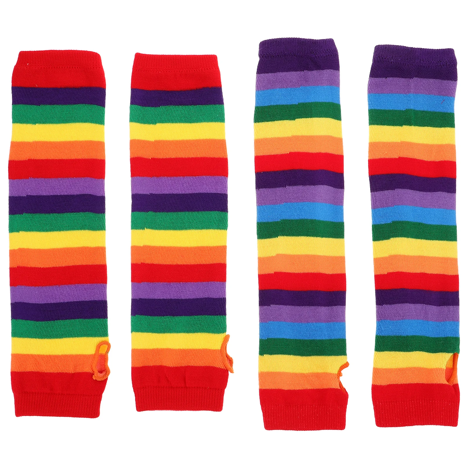 زوجان من قفازات قوس قزح محبوكة يدويًا بدون أصابع قفازات مريحة ناعمة للحفلات التنكرية ملابس يومية نابضة بالحياة
