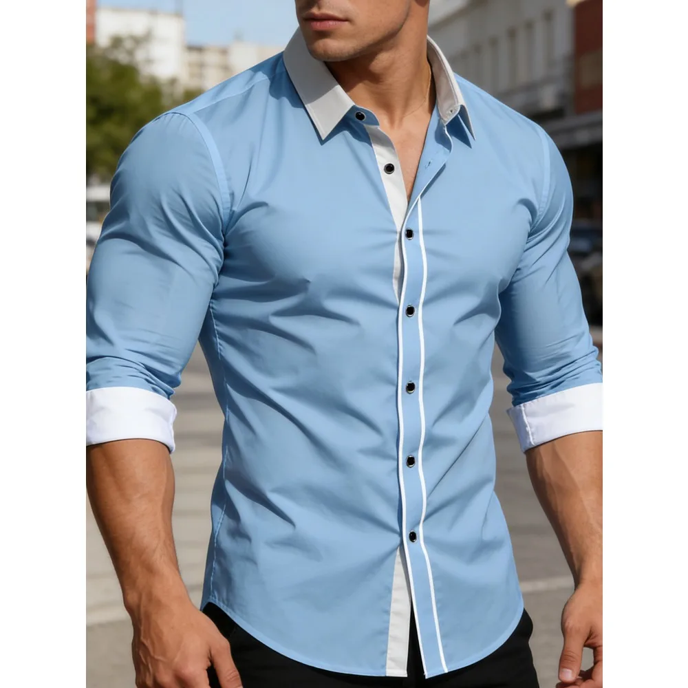 

FGKKS Men Shirt Brand Luxury Elegant Fashion Long Sleeve Smart Casual Elastic Wrinkle-free Male Business Dress Shirts