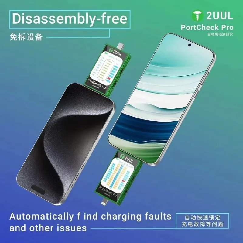 2UUL PW31 Port check Tail Plug Dock Connector Tester for Phone Type-c Lighting Automatic Scanning Detection Repair Tool