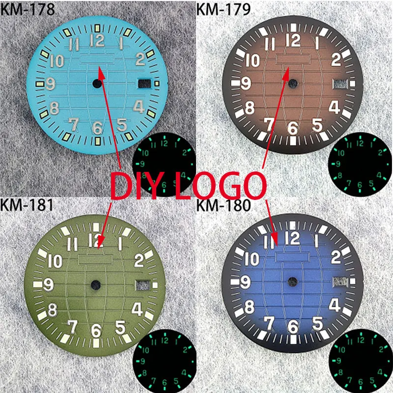 28.5mm watch dial for NH35 The NH36 series movement has C3 green glow-in-the-dark watch parts with calendar