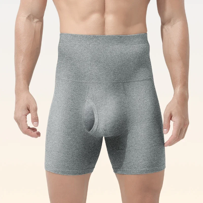 Men's High-Waisted Belly-Control Underwear Plus Fat Plus Size Anti-Wear Leg Waist Protection Warm Fleece-Lined Thickeneded Sport