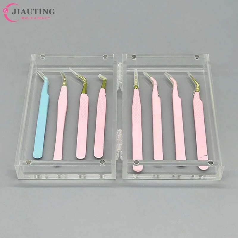 1*Eyelash Extension Tweezers Storage Box Tweezers Display Stand Organizer Case Acrylic Stand Holder Eyelash Extensions Supplies