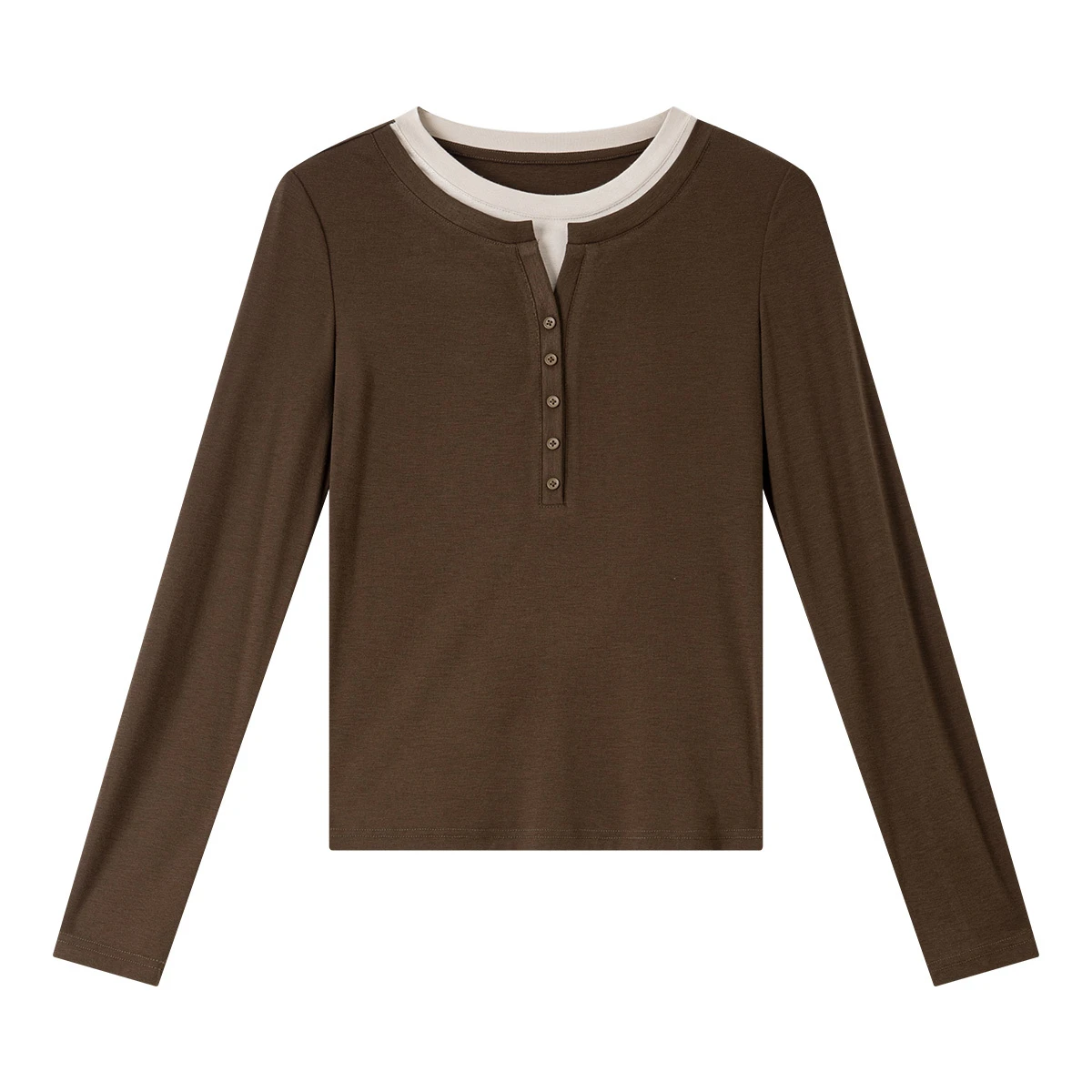 VIMLY Patchworkowe Koszulki 2 w 1 Jesień 2025 Codzienne Łączone Dopasowane Dzianinowe Bluzki z Długim Rękawem Okrągły Dekolt Elastyczne Damskie T-shirty A2173