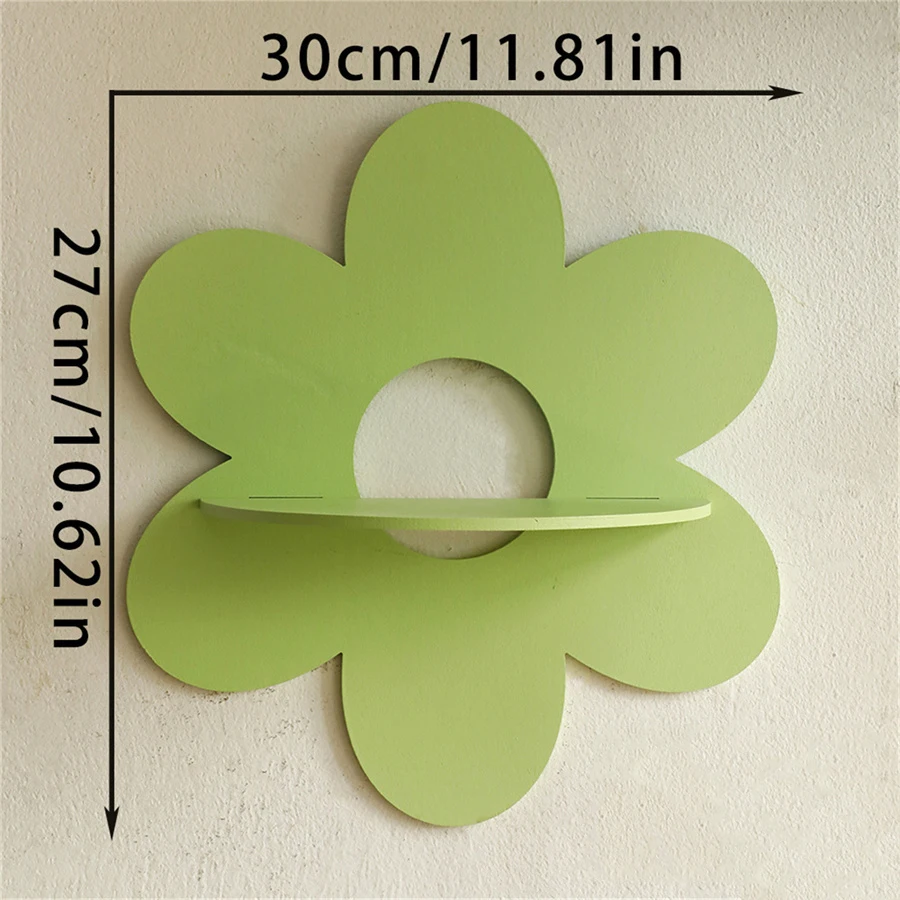 Flower Shape Wall Storage Holder Wooden Wall Art Wall Decoration Floating Plant Shelf For Bathroom Home Room Decor Gift Bedroom view 5