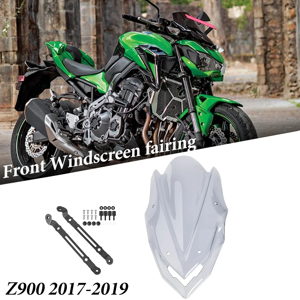 Motorcycle Windshield Windscreen with Bracket for Kawasaki Z900 ZR900 2017 2018 2019 Z