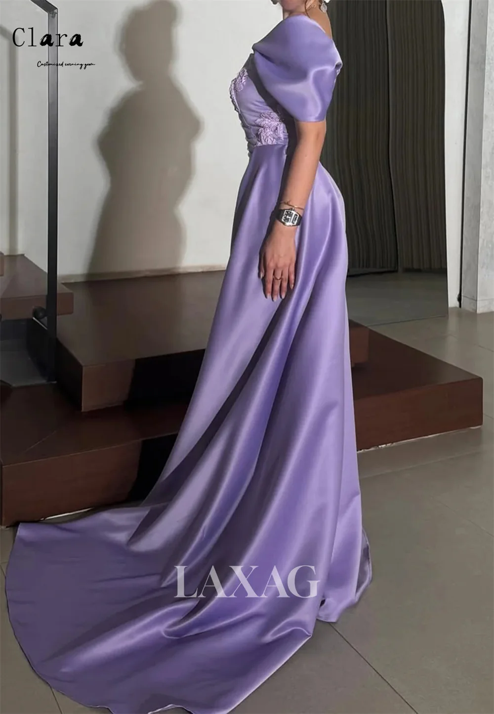 Clara personalizado roxo flores rendas sem mangas vestido de festa mulher vestidos para festa de casamento elegante noite vestidos vestido de baile