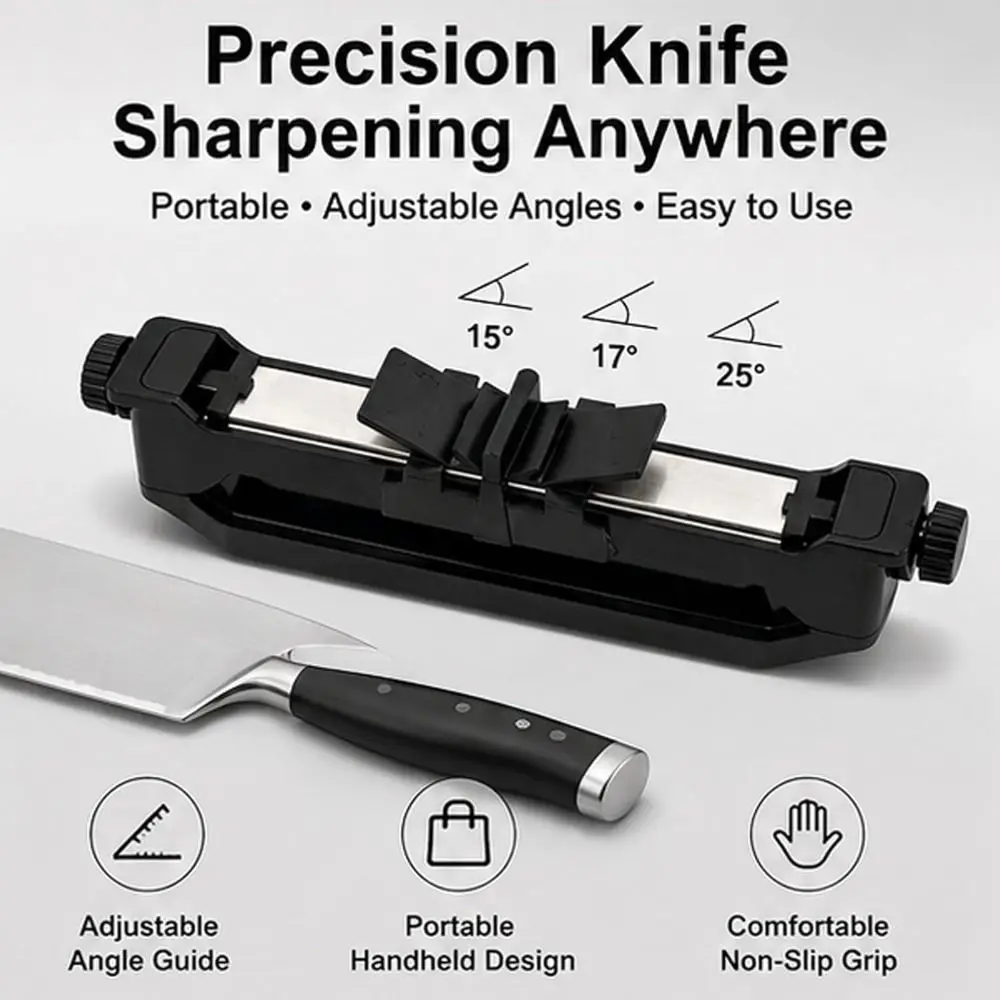Adjustable Angle Guide Handheld Sharpener Non Slip Handle Portable Sharpening Tool Multi Grit Design Dual Whetstones
