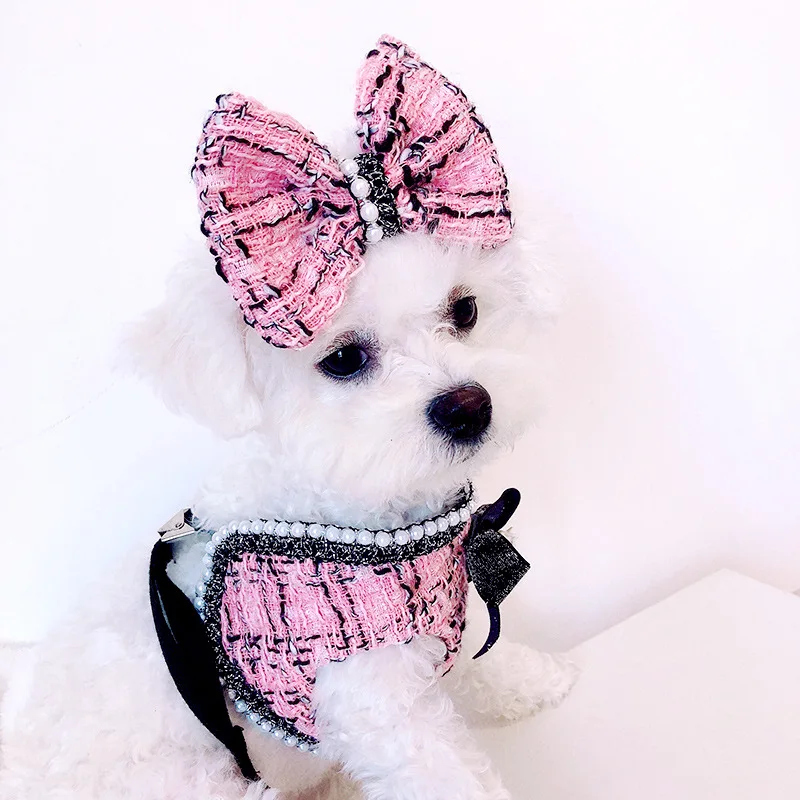 Dog Princess dress Chest Strap Pet Supplies Yorkshire Leash Dog Harness No Head Bow