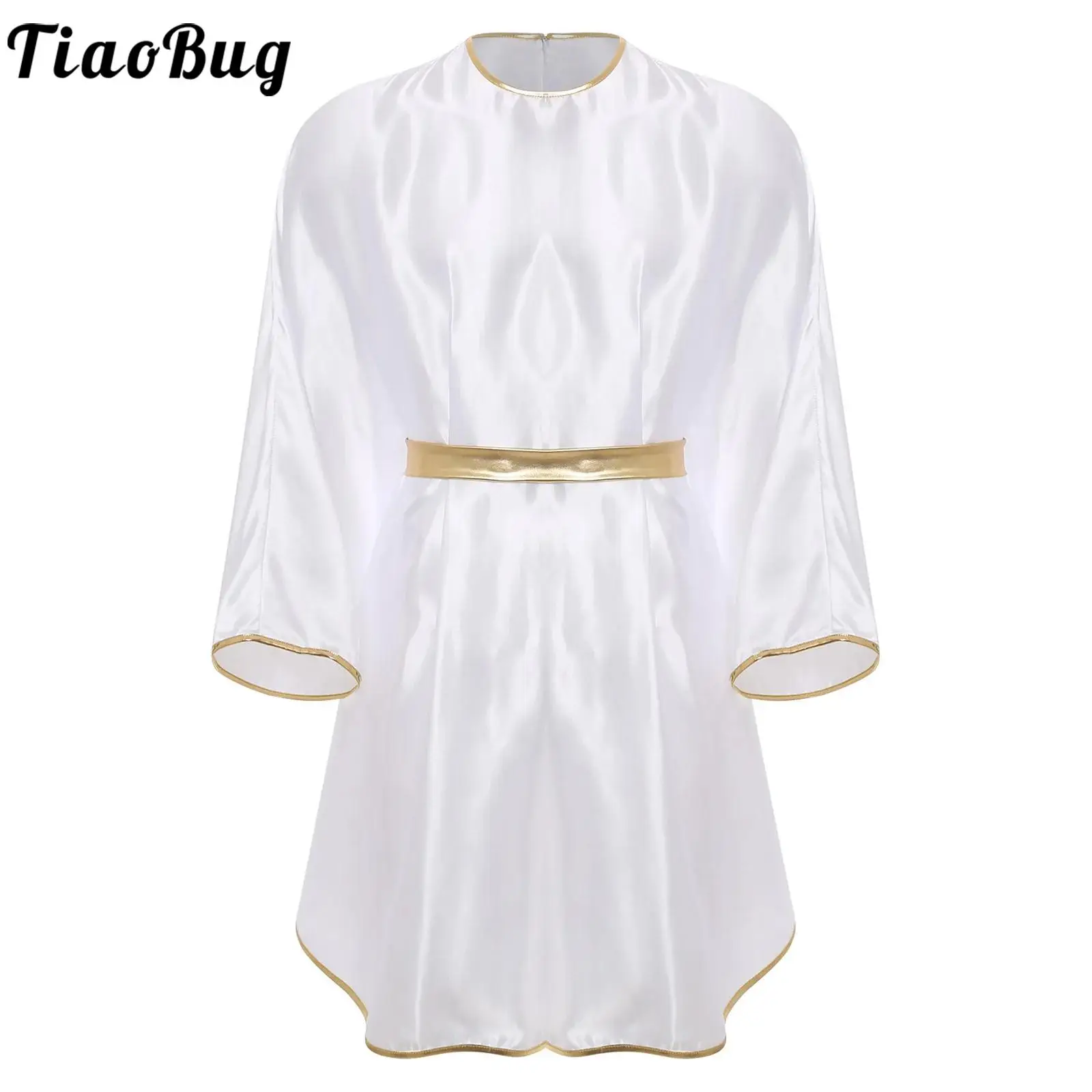 

Halloween Men Ancient Roman Cosplay Costume Angel Robe Batwing Sleeve Zipper Tunic Robe Dress for Themed Parties Masquerade Ball