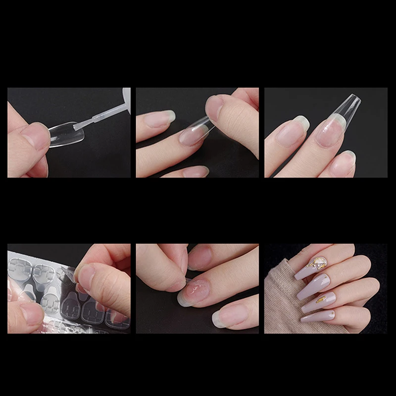 100 قطعة الأظافر لا تلميع الصحافة على الأظافر كاذبة تلميع خالية مسمار التصحيح عالية شفافة لينة هلام مسمار نصائح للتمديد #5