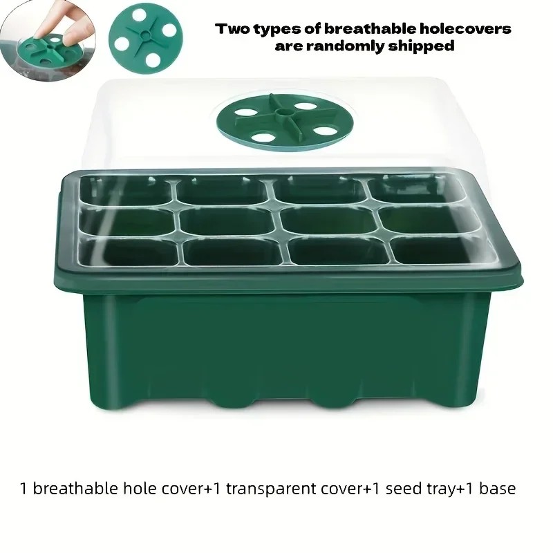 Seed Sprouting Tray Set with Domed Lid, (1 Vented Dome Lid + 1 Clear Lid + 1 Seedling Tray + 1 Base) Seedling Box Greenhouses