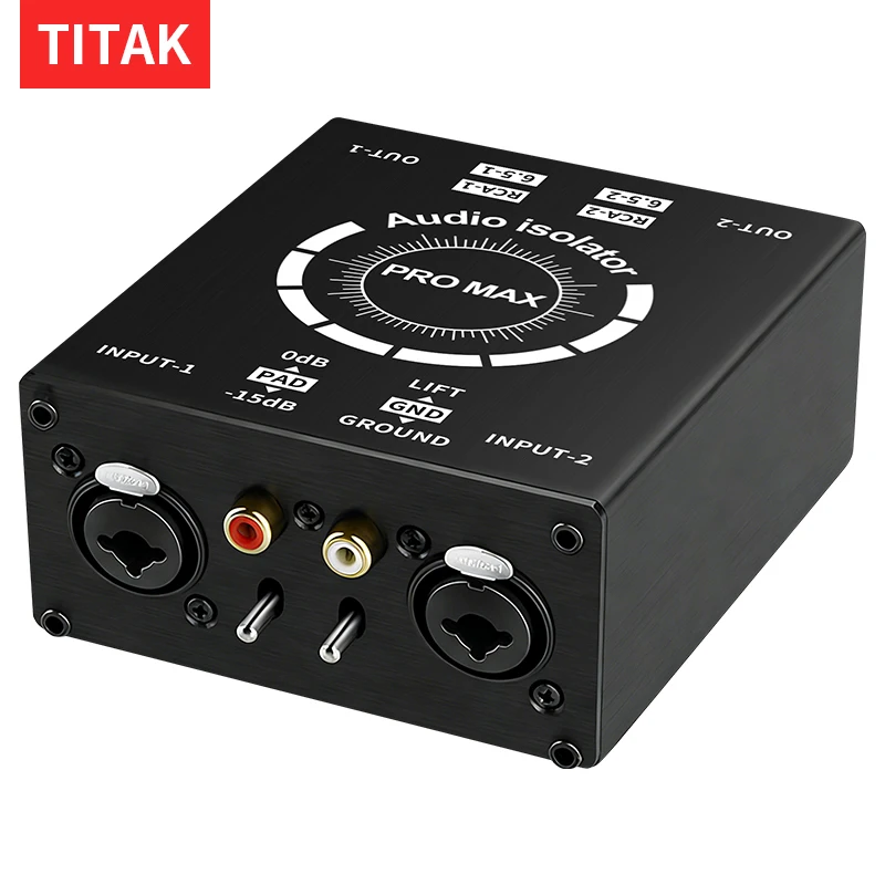 2 Channels XLR RCA TS TRS Passive Ground Loop Isolator Hum Eliminator Box Noise Filter for Audio Equipments Different Audio