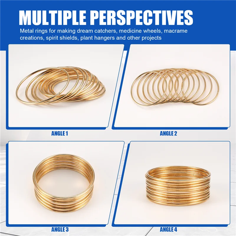 AEE4-10 Pack 3 Inch Gold Dream Catcher Metal Rings Hoops Macrame Ring For Dreamcatchers And Crafts