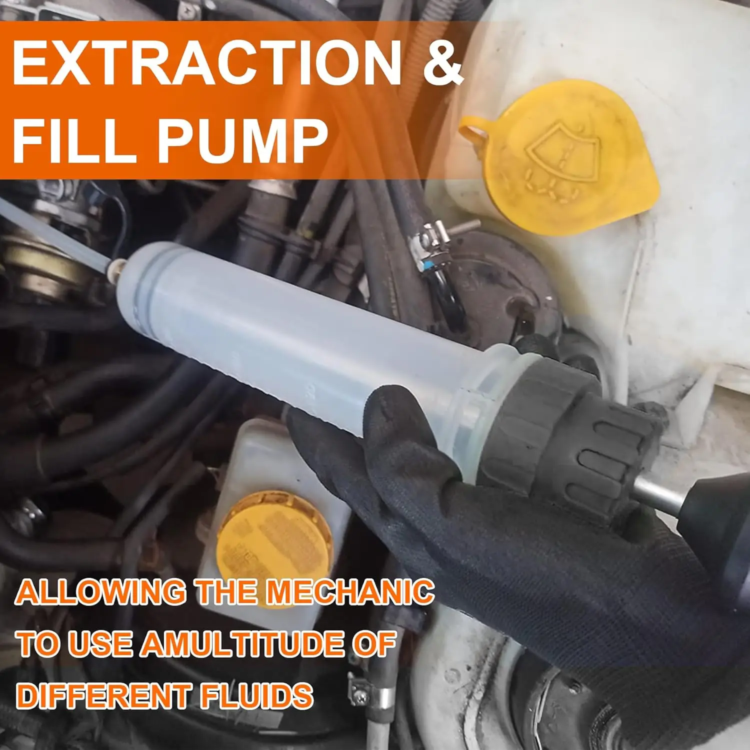 Car Fluid Extractor Pump with long rubber hose Oil Change Syringe Manual Fuel Suction & Filler Evacuator 500cc/ 200cc Auto Tools