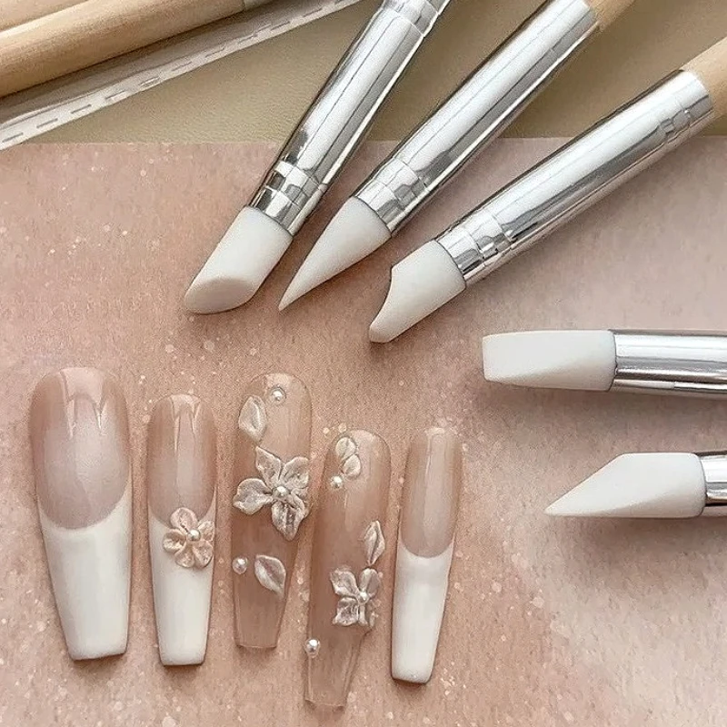 

Nail Art Brushes Set Silicone Pen Sticker Press Carving Emboss Coat Magic Mirror Powder Wooden Pole Pen Manicure Tools Wholesale