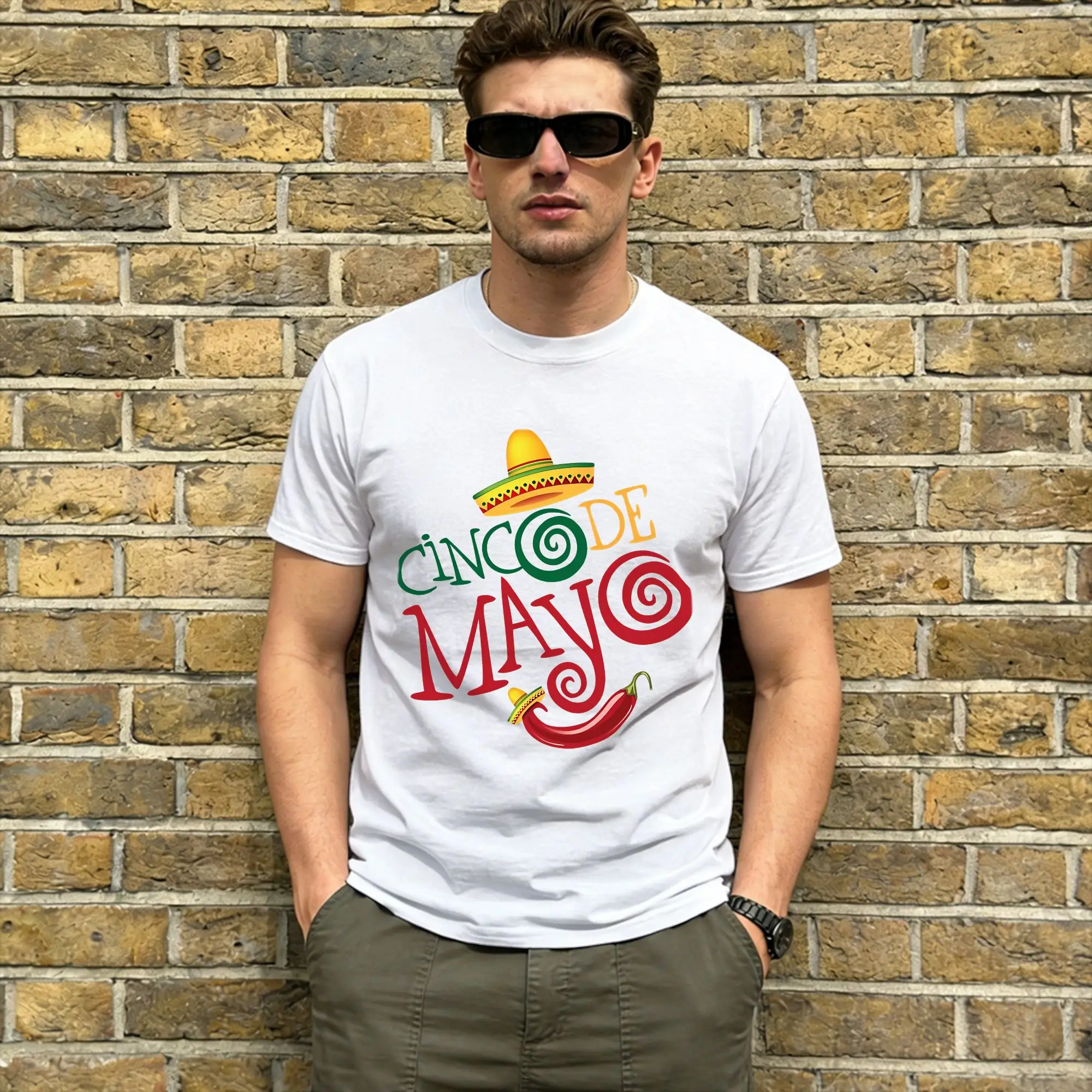 Cinco de Mayo Men T Shirt  Novelty Tees Short Sleeve Round Neck T-Shirts 100% Cotton Gift Idea Tops