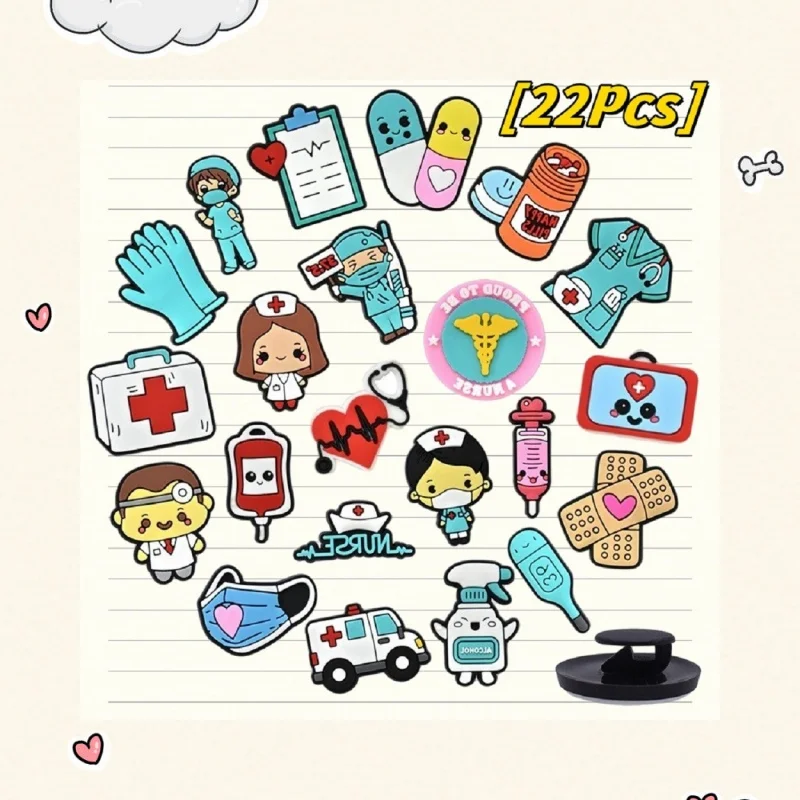 

Hot Sale New Arrival medical doctor Shoe Charms Charms Pin Decorations Kid's Women Party Favor Gifts Cartoon shoe accessories