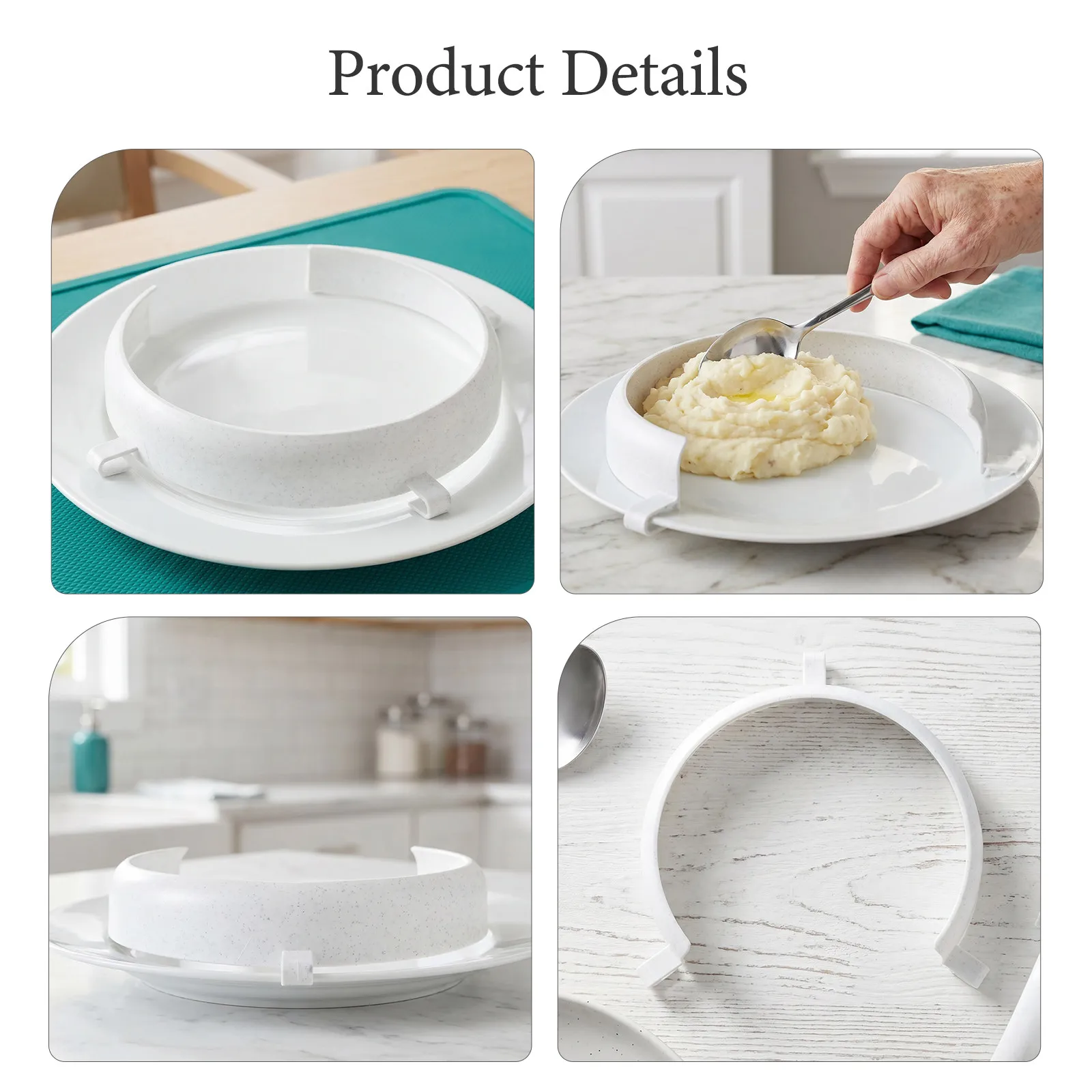 2Pcs Clip on Plate Guard Spill Proof Spill Prevention Elderly Disabled Meal Assistive Scooping Food Aid Clip on Plate Guard