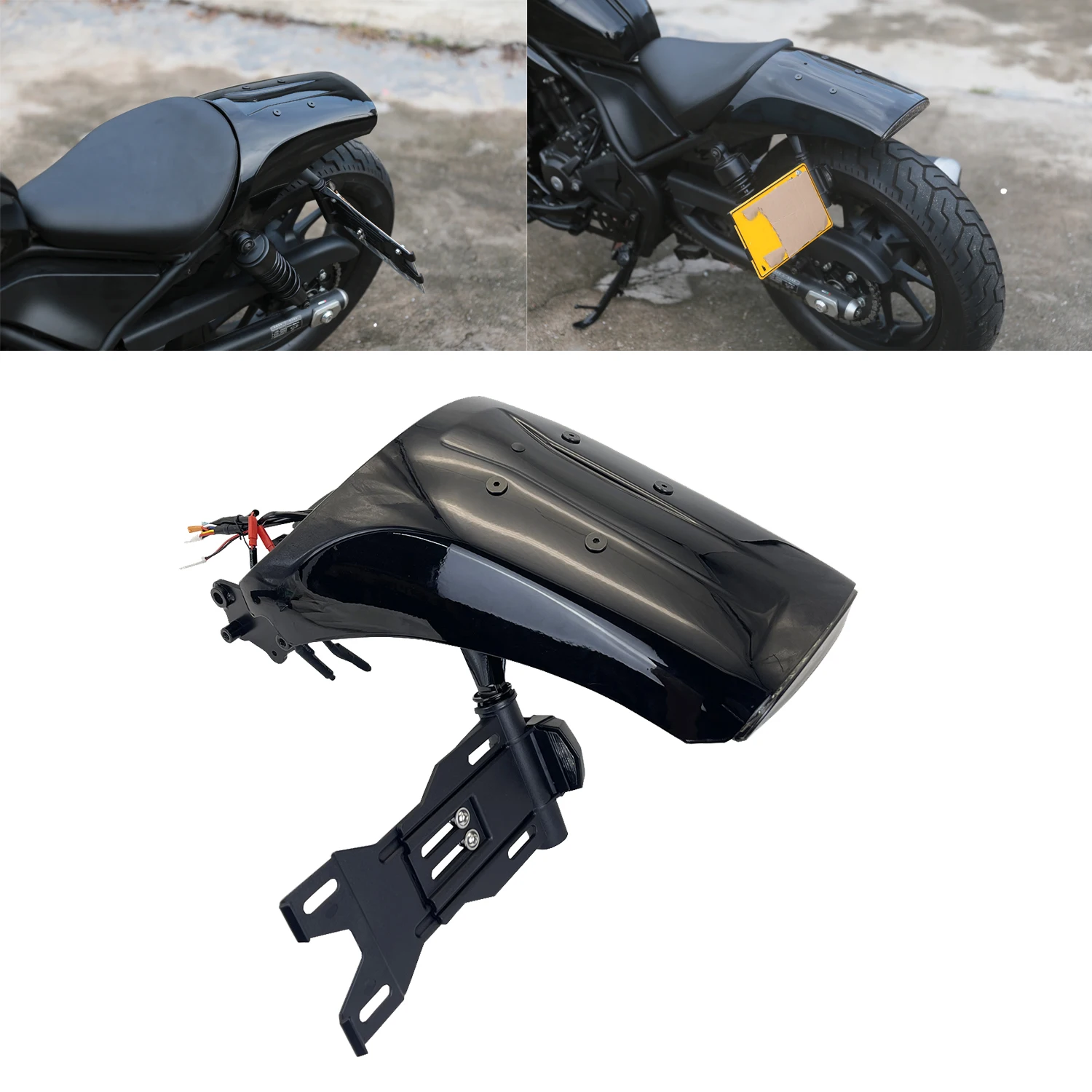 Rear Fender Mudguard +Licence Plate Mount Bracket+Tail Light Turn Signal Assembly For Honda Rebel CMX 300 CMX 500 2017-2023