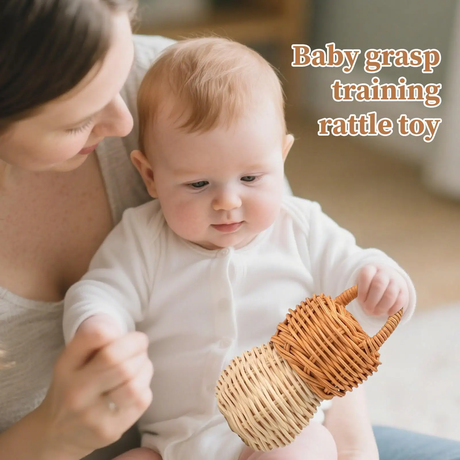 Babyrammelaar Speelgoed Rotan Tafelbel Rustgevend Speelgoed Handrammelaars Natuurlijke Veilige Tafelbel Zintuiglijk Ontwikkelingsspel voor Baby Play Home