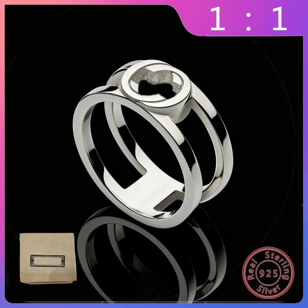 

Кольцо из серебра S925 пробы, высококачественное, в старинном стиле, легкое, роскошное, модное, ретро, с буквенным дизайном, широкое, двухслойное, полое