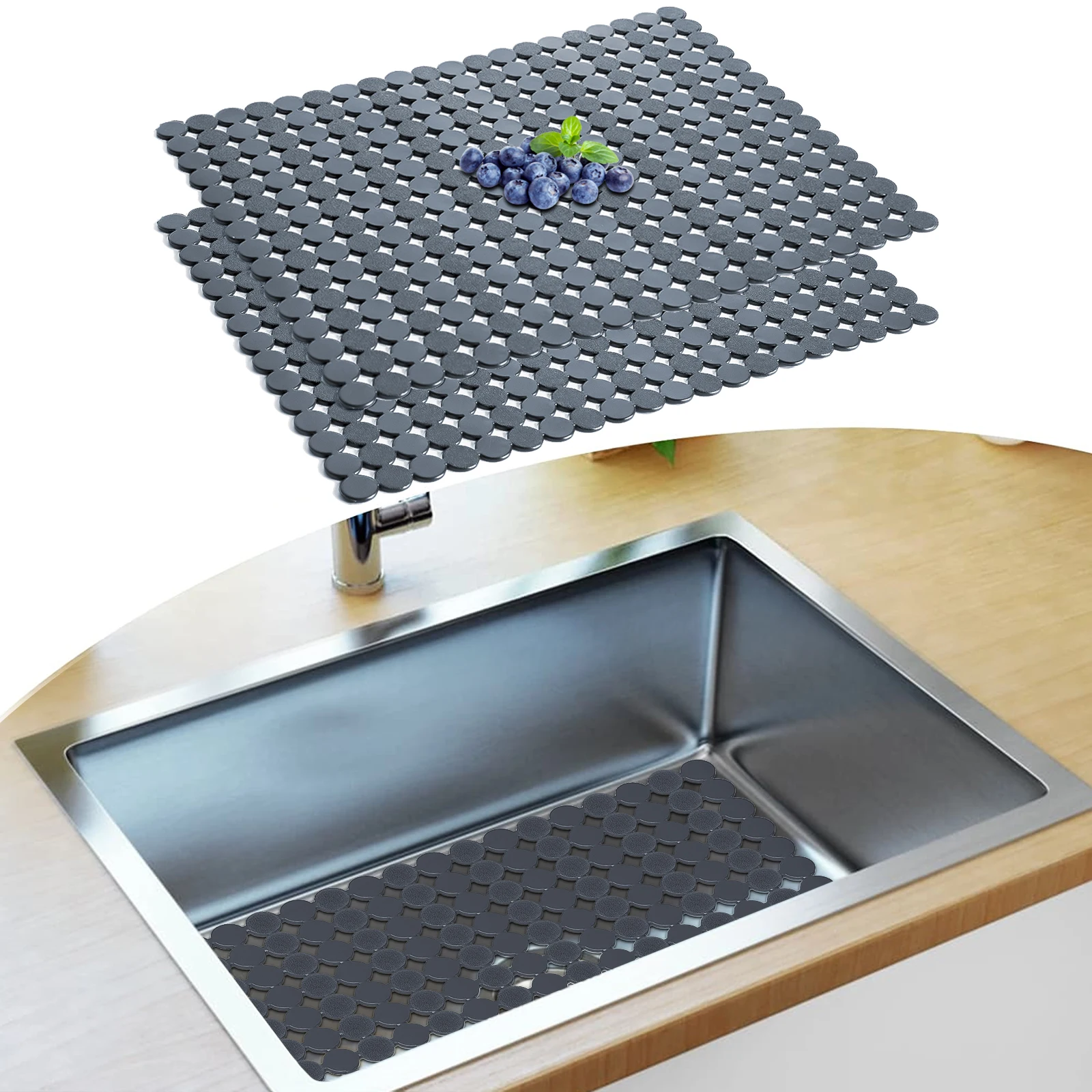 pcs Kitchen Sink Mat Protectors Mat Fast Draining Mat Dots Design Sink Mat for Stainless Steel Ceramic Sinks