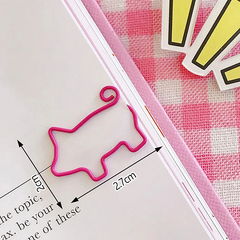 2Pcs Creative Cartoon Pig Paper Clip Cute Multiple Shaped Animal Food Metal Clip Bookmark Stationery School Office Supply