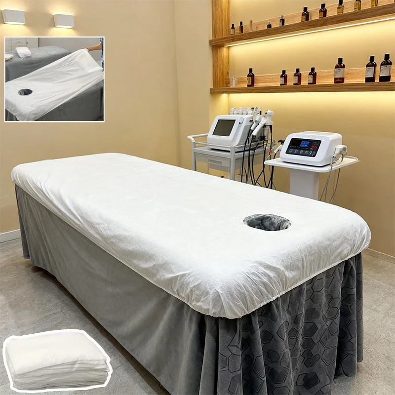 

20Pc Non-woven Fabric Disposable Elastic Breathable Bed Covers with Hole Dustproof for Beauty Salon Hotel Spa Clinic Drap De Lit