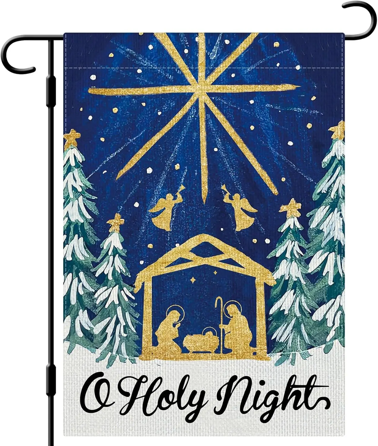 DLZDN O ليلة المقدسة حديقة العلم المهد حديقة العلم 12 × 18 بوصة مزدوجة الوجهين العمودي الخيش مزرعة ساحة العلم عيد الميلاد إعادة FFI