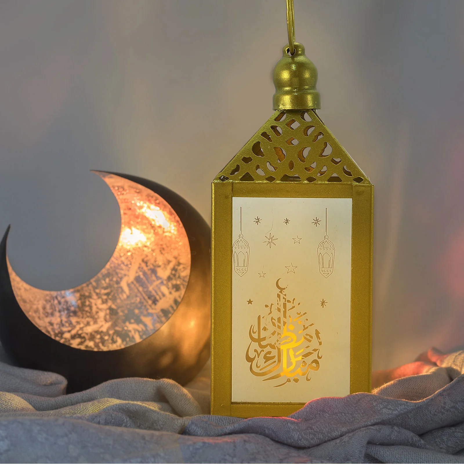 

1pc Muslim Festival Ramadan Wind Lantern Eid Ramadan Lamp Gift Decoration Eid Lantern Eid Wind Light Eid Decorative Light