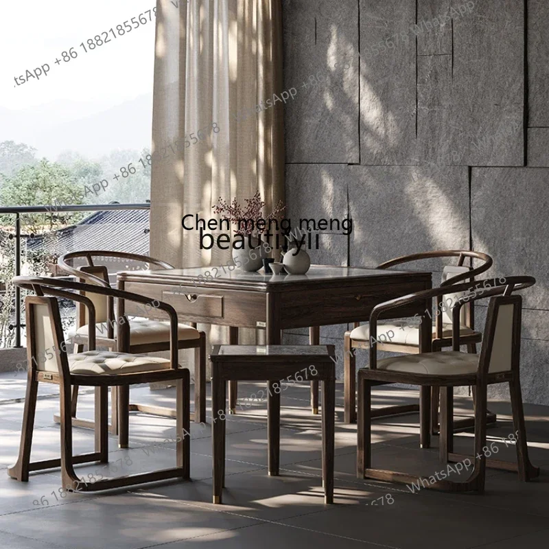 

182C New Chinese Style Nanmu Mahjong Table Dining Table Dual-Use Automatic Home High-End Bass Mahjong Machine