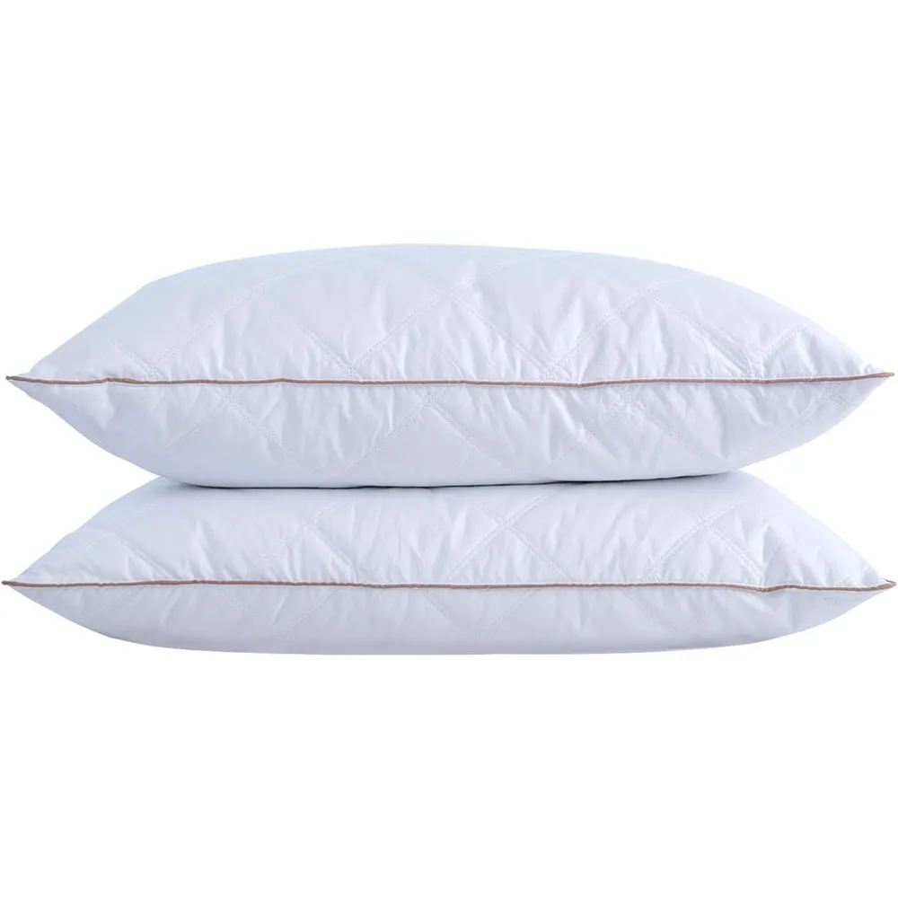 

Goose Feathers and Down Pillow with Diamond Quilting Breathable Downproof Cover , 26"L X 20"W Pack of 2, Bedding，Pillow