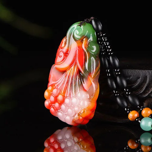 

Подвеска из цветного нефрита Синьцзян с мотивом магнолии, материал - внешняя монгольская нефритовая пластина, для мужчин и женщин.