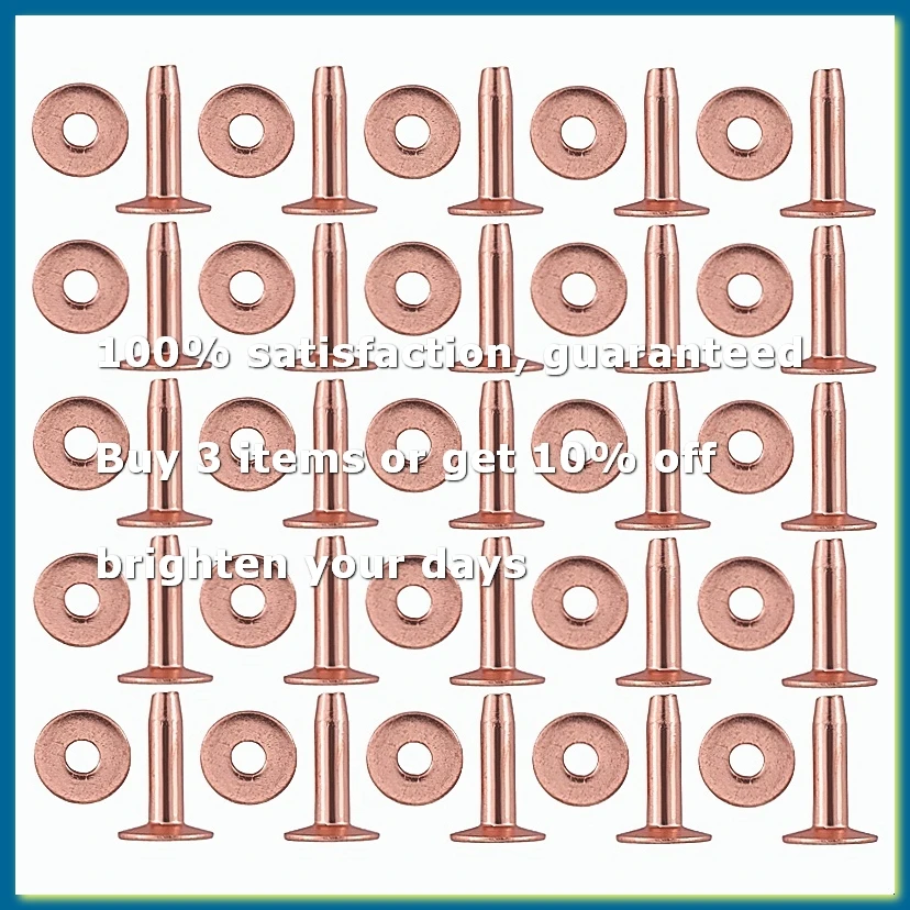 ●25 Sets Copper Rivet Burrs Washer,15/32 Inch Long Leather Copper Rivet Fastener, for Belts Leather DIY Craft Supplies