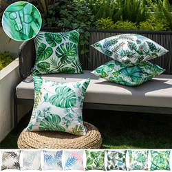 Patio Waterproof Pillow Cover Square Tropical Leaf Garden Cushion Covers Throw Waist Tent Balcony Couch Sofa Pillowcase