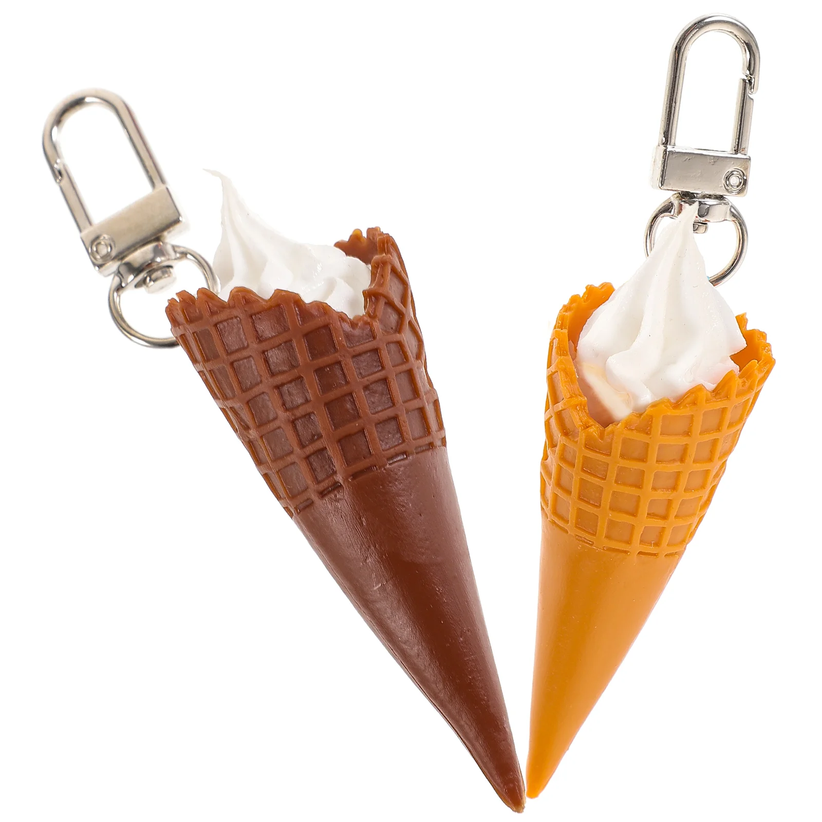 2 Pcs Ice Cream Keychain Ring Lovely Rings for Car Keys Chocolate Cake Cute Pvc Girl