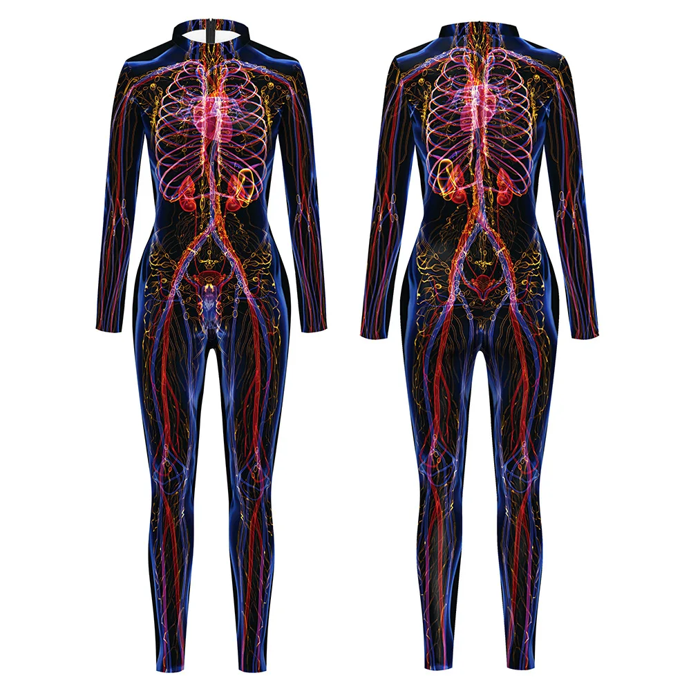 Männer Frauen Body Schädel Purim Festival Halloween Kostüme Cosplay Skeleton Drucken Kostüme Karneval Kostüm Badeanzug Zentai