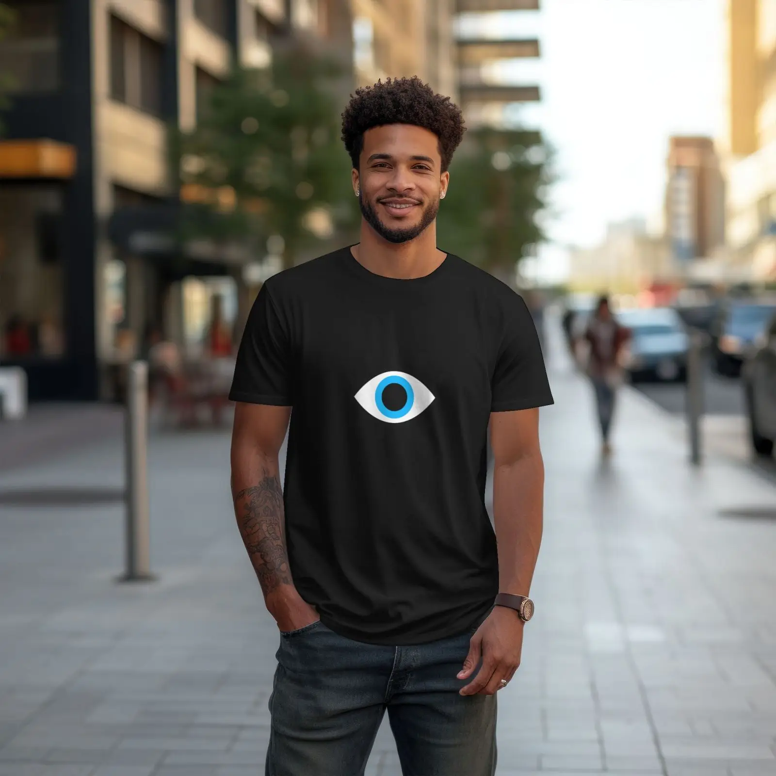 العين أيقونة تي شيرت مطبوع الرجال النساء خمر موضة T قصيرة الأكمام ملابس الهيب هوب الرجال الملابس 100% القطن حجم كبير