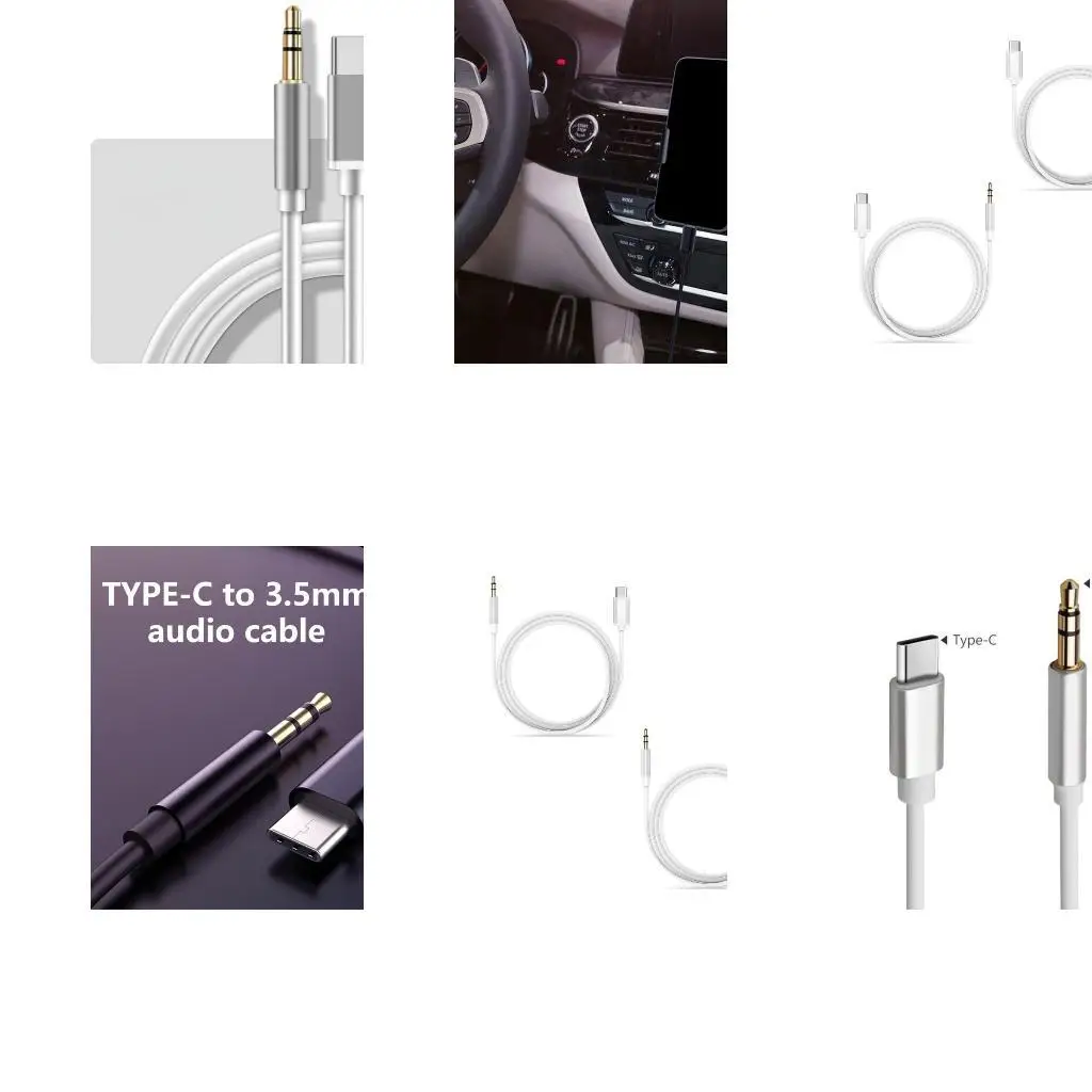 

R53C 2pc USB C to 3.5mm Audios Auxs Jacks Cable USB C to 3.5mm Headphone Car Cord
