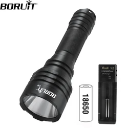 BORUiT C8 High Power LED Flashlights 5 Light Modes Ultra Bright Flash Torch Tactical Lantern Long Shot Hand Lamp For Camping