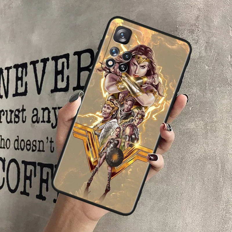 Wonder Woman Cute For Xiaomi Redmi Note 13 12 11T 11E 11S 10T 10S Turbo Pro Plus Max Lite Black Soft Phone Case