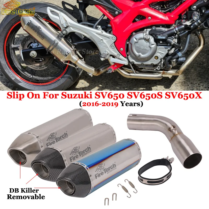 

Slip-On For SUZUKI SV650 SV650X SV650S SV 650 2016 - 2021 Motorcycle Exhaust Muffler DB Killer Middle Mid Link Pipe Escape Moto