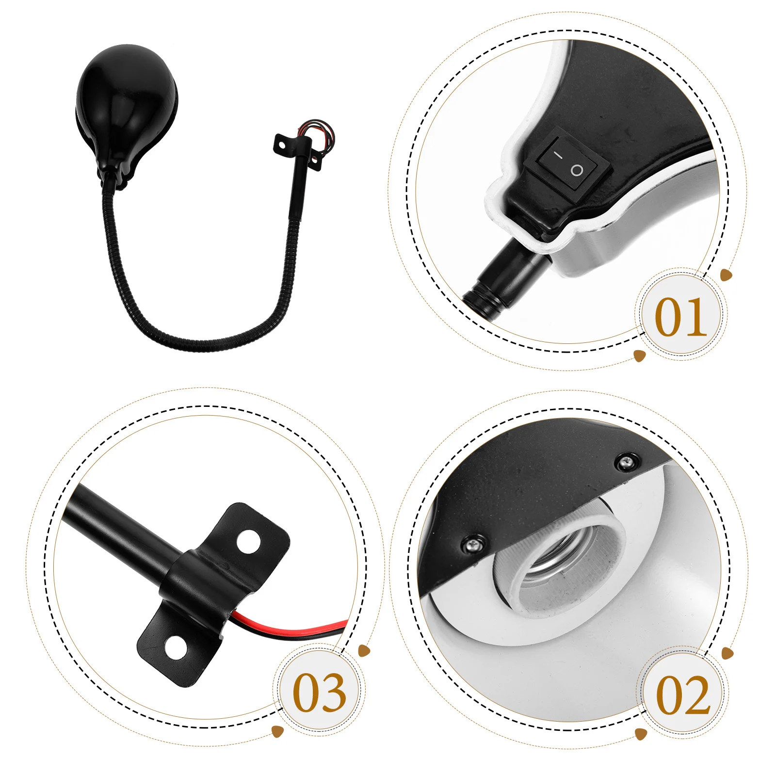 مصباح معقوفة مرن LED ضوء العمل لمخرطة الطحن، سطوع عالي، إضاءة صناعية متينة، ضوء ضغط الحفر