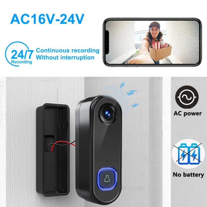 CORUI Tuya WIFI Smart Visual Doorbell Smart Life Siren Alarm Doorbell Voice Intercom Wireless Doorbell For Alexa Google Home