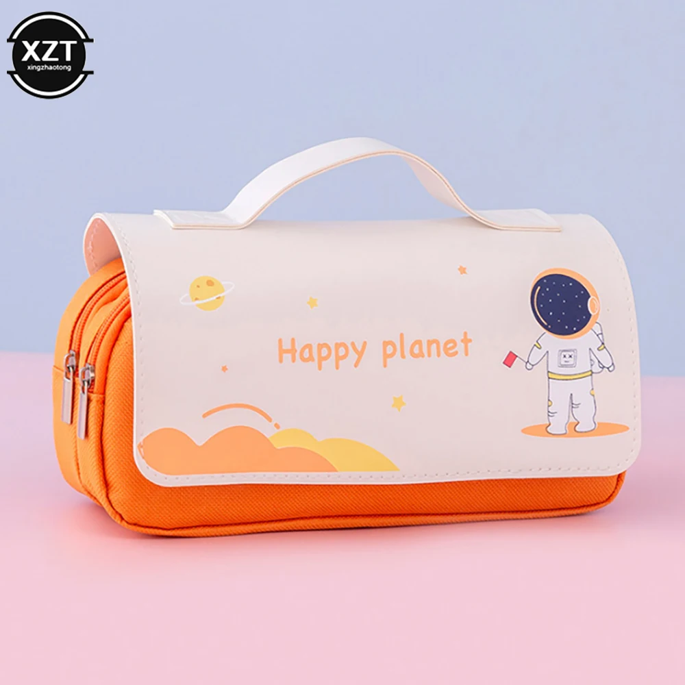 Imagem -06 - Lápis de Grande Capacidade Duplo Lado Lona Astronauta pu Pen Bolsa Bolsa de Armazenamento Papelaria para Alunos do Ensino Médio Júnior