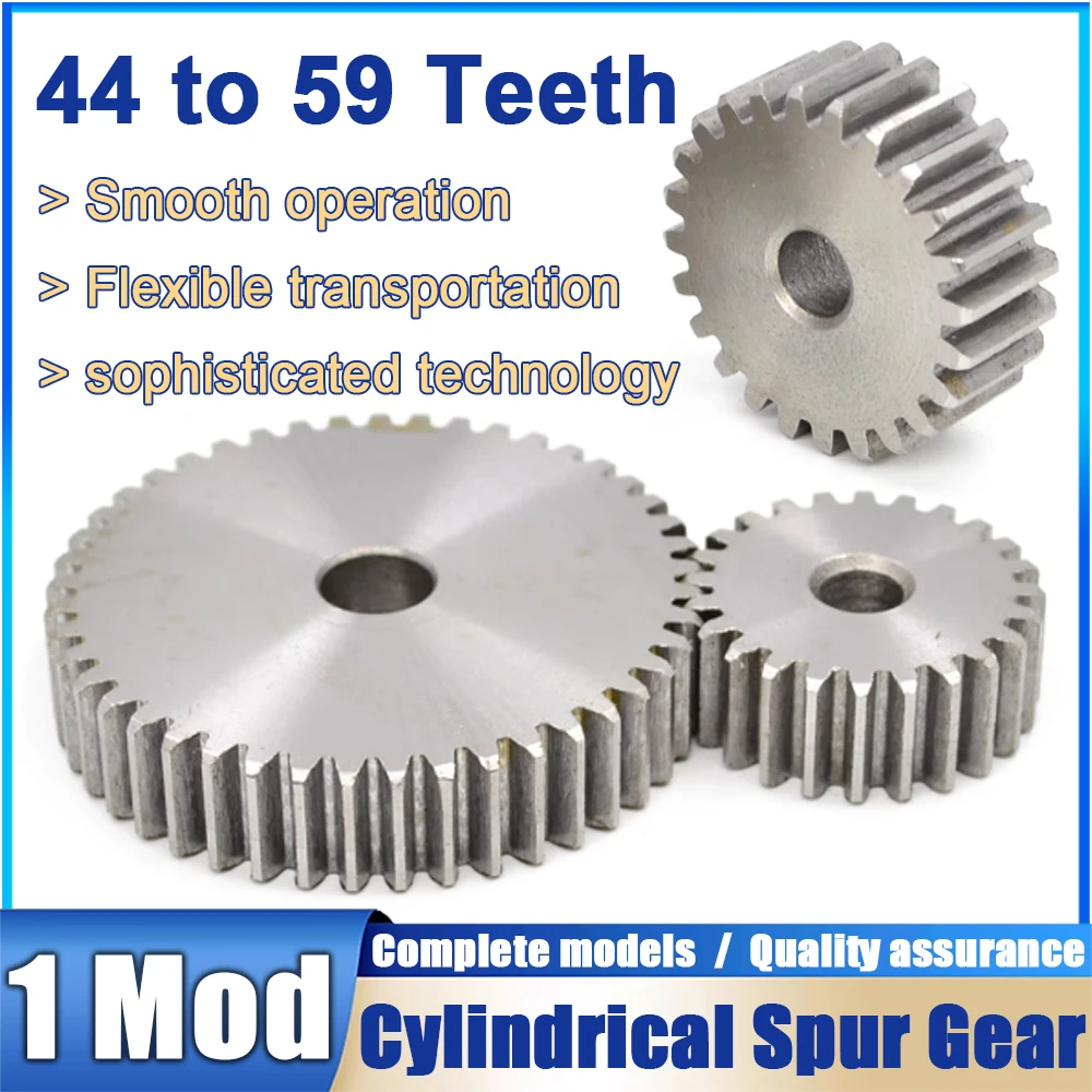 

1pcs 1 Modulus 44 45 46 47 48 49 50 51 52 53 54 55 56 57 58 59 Teeth Pinion Spur Gear 1 Mod Cylindrical Flat Gear 45# Steel