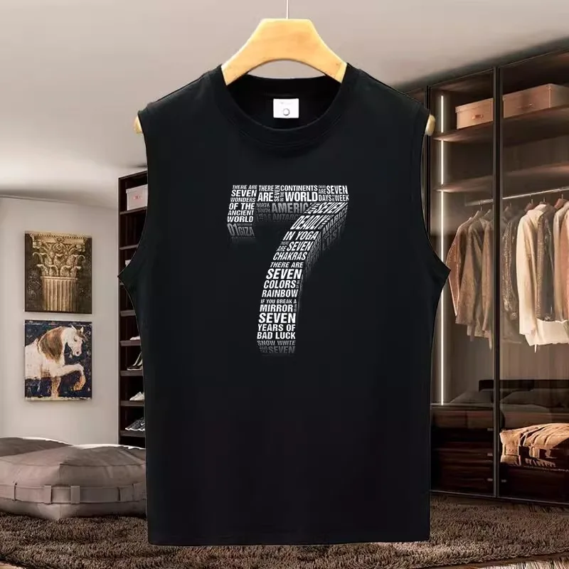Summer Men's Cotton Vest Japanese Harajuku High Street Sports Vest Large Loose Casual Tank Tops Fashionable Men's Clothing
