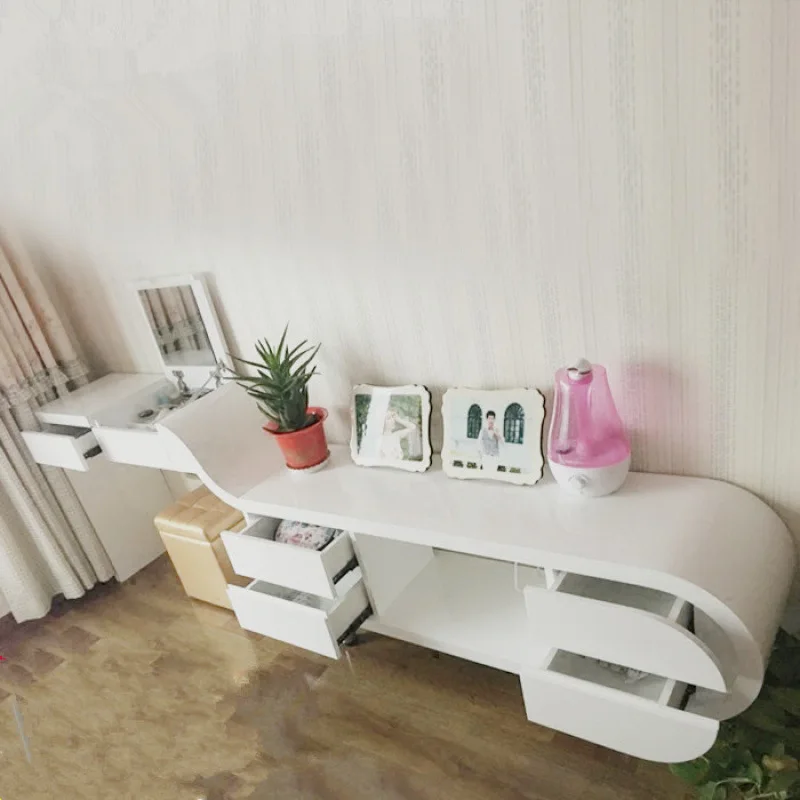 White Paint Bedroom Simple TV Cabinet Dresser Computer Table Combination Living Room