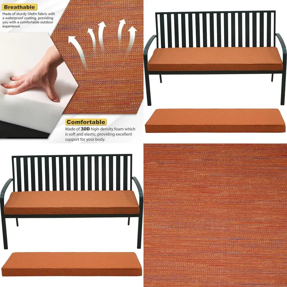 وسادة مقعد خارجية من قماش Olefin مقاومة للماء، غطاء قابل للإزالة، مقاوم للبهتان بالأشعة فوق البنفسجية، تتضمن العلاقات، المقاسات: 42 × 18، 48 × 18، 59 × 18 i