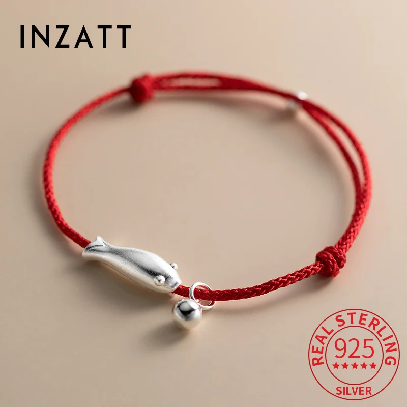 

INZATT Real 925 Sterling Silver 18K Gold Fish Animal Charm Bracelet for Women Trendy Fine Jewelry Exquisite Accessories